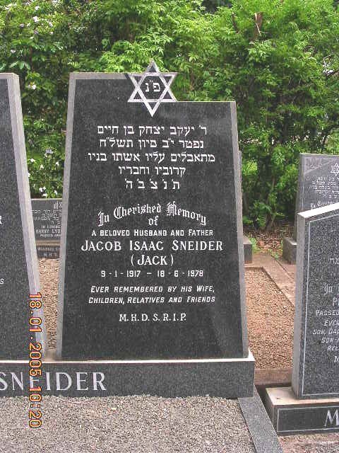 SNEIDER Jacob Isaac 1917-1978