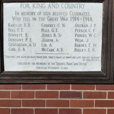 4. Beloved clubmates who fell in the Great War 1914-1918 - See name list.