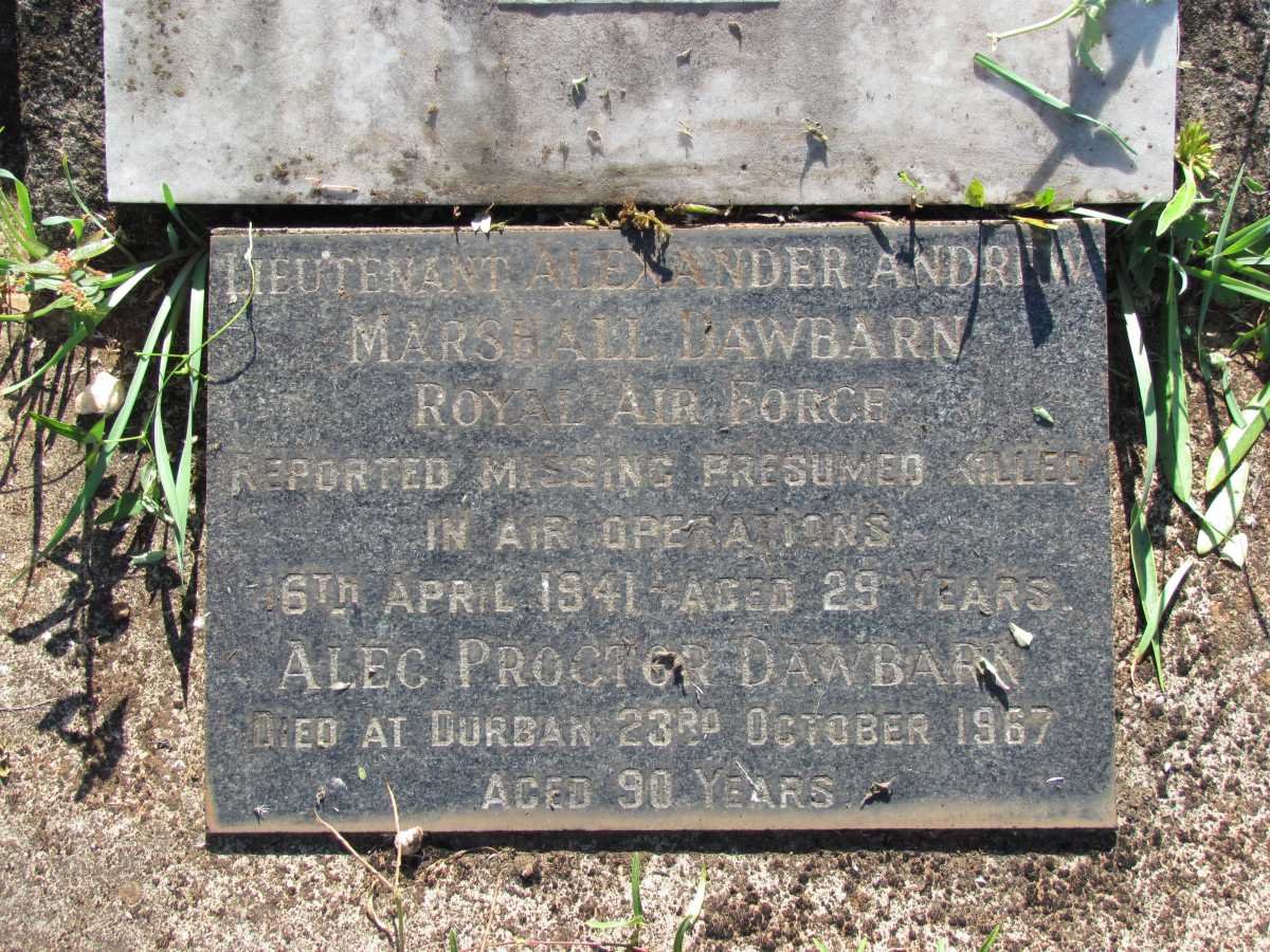 DAWBARN Alexander Andrew Marshall -1941 :: DAWBARN Alec Proctor -1967