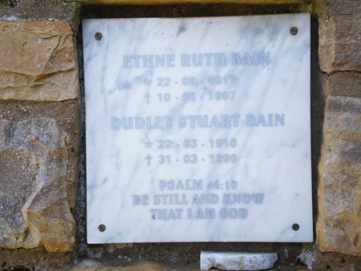 BAIN Dudley Stuart 1910-1998 &amp; Ethne Ruth 1917-1997