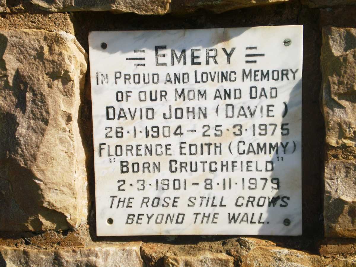 EMERY David John 1904-1975 &amp; Florence Edith CRUTCHFIELD 1901-1979