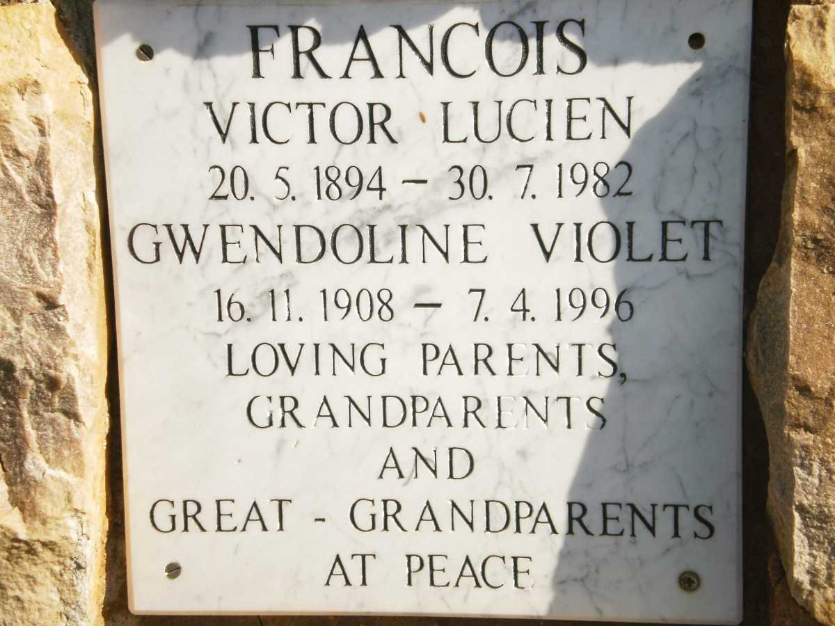 FRANCOIS Victor Lucien 1894-1982 &amp; Gwendoline Violet 1908-1996