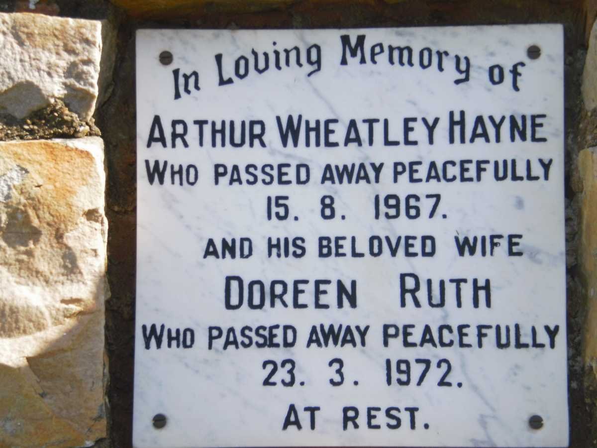 HAYNE Arthur Wheatley -1967 &amp; Doreen Ruth -1972