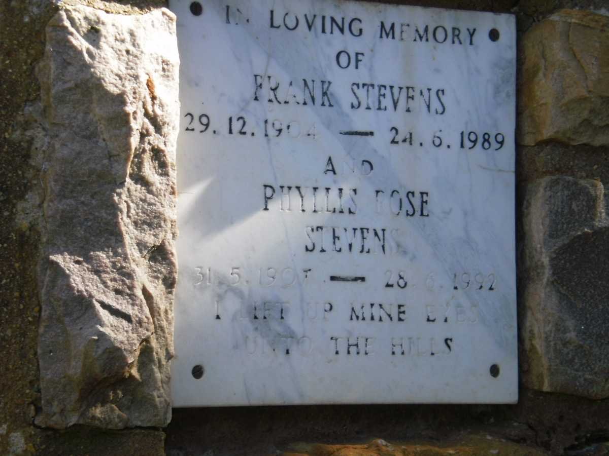 STEVENS Frank 1904-1989 &amp; Phyllis Rose 1907-1992