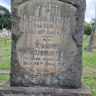 ADDISON William Henry -1939 & Florence LLOYD -1932 :: ADDISON Hallows Lloyd -1961