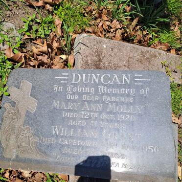 DUNCAN William Grant -1950 & Mary Ann Molly -1920