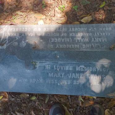 EVANS Mary Jane 1855-1939 :: WALL Mary nee EVANS 1877-1941