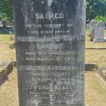 GAVIN Ernest 1861-1861 :: GAVIN Charles Alexander 1863-1864 :: GAVIN Josiah Beale 1867-1867