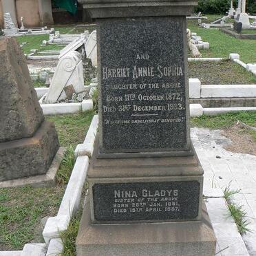 HAMILTON Harriet Annie Sophia 1872-1933 ::  HAMILTON Nina Gladys 1891-1957