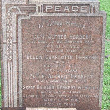 HERBERT Alfred -1922 &amp; Ellen Charlotte -1937 :: HERBERT Richard -1941 :: HERBERT Peter Alfred