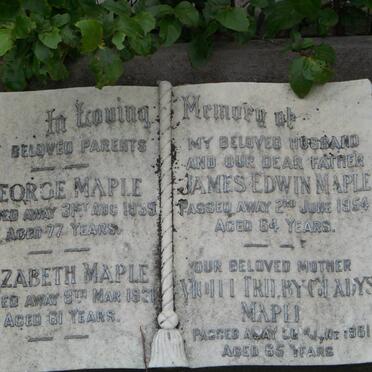 MAPLE George -1939 &amp; Elizabeth -1931 :: MAPLE James Edwin -1954 &amp; Violet Trilby Gladys -1961