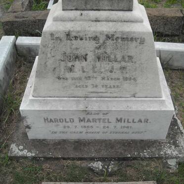 MILLAR John -1894 :: MILLAR Harold Martel 1865-1961