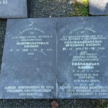NAIDOO Munorunjitham 1916-2001 :: NAIDOO Dhanabalan -2002 & Parimalaranthie -2000