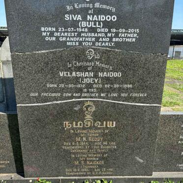 REDDY M.N. -1944 :: NAICKER M.S. -1949 :: NAIDOO Velashan 1972-1990 :: NAIDOO Siva 1948-2015