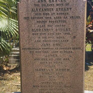STUART Alexander -1905 & Ann Baxter -1878 :: STUART Jane Ann -1888 :: STUART James -1898 :: MORTY Isabella -1905 :: STUART Robert Baxter -1949 & Mary Ellen -1944