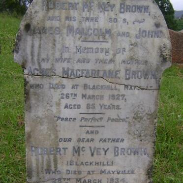 BROWN Robert McVey -1934 &amp; Agnes Macfarlane -1927