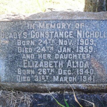 NICHOLLS Gladys Constance 1909-1959 :: NICHOLLS Elizabeth Alida 1940-1941