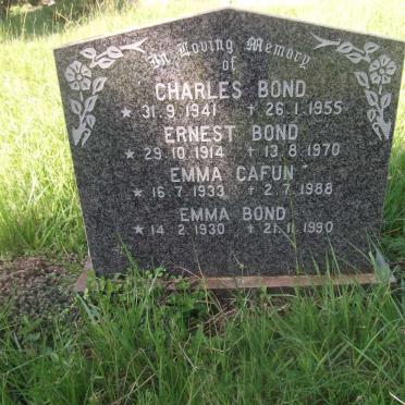 BOND Charles 1941-1955 :: BOND Ernest 1914-1970 :: CAFUN Emma 1933-1988 :: BOND Emma 1930-1990