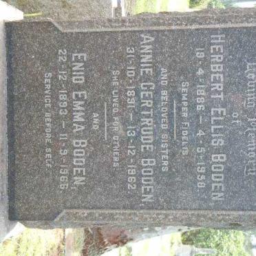 BODEN Herbert Ellis 1886-1958 :: BODEN Annie Gertrude 1891-1962 :: BODEN Enid Emma 1893-1966