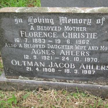 CHRISTIE Florence 1883-1962 :: AHLERS Agnes 1921-1970 :: AHLERS Oltman Jacob 1908-1987