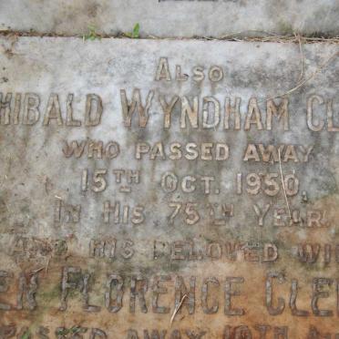 CLEMENT Archibald Wyndham -1950 &amp; Ellen Florence -1957