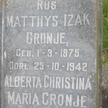 CRONJE Matthys Izak 1875-1942 &amp; Alberta Christina Maria 1884-1965