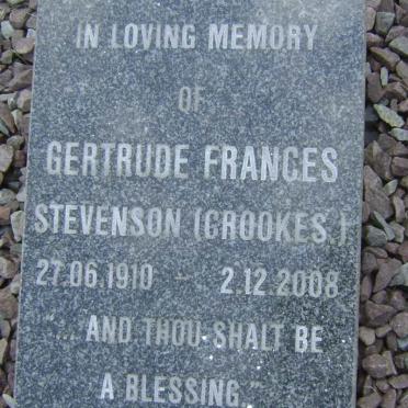 STEVENSON Gertrude Frances nee CROOKES 1910-2008