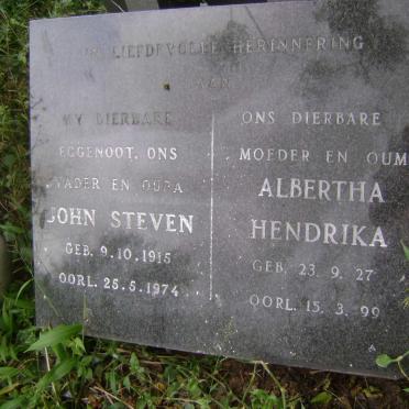 CELLIERS John Steven 1915-1974 &amp; Albertha Hendrika 1927-1999