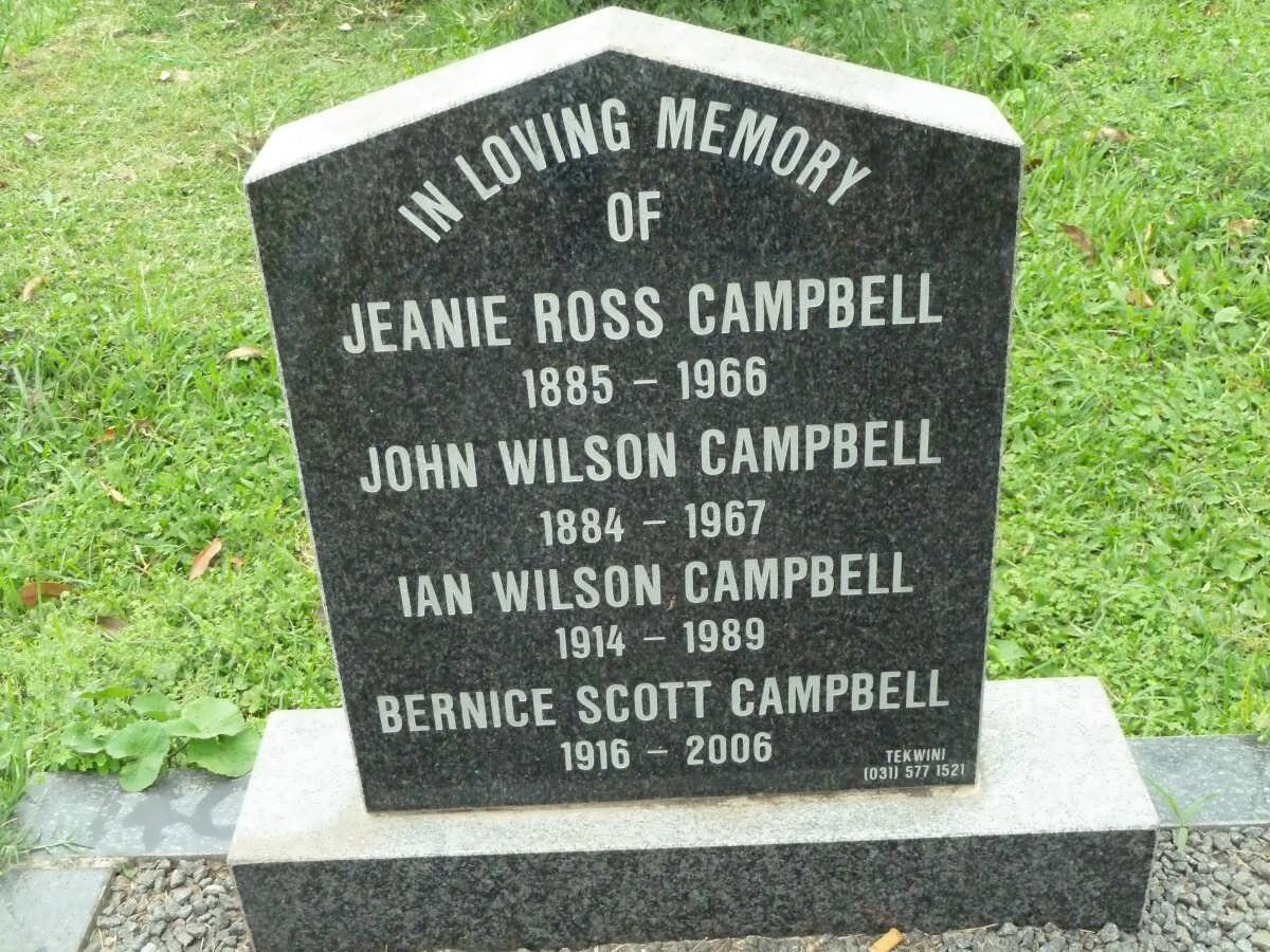 CAMPBELL John Wilson 1884-1967 &amp; Jeanie Ross 1885-1966 :: CAMPBELL Ian Wilson 1914-1989 &amp; Bernice Scott 1916-2006