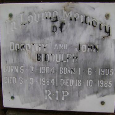 BIDDULPH John 1905-1985 &amp; Dorothy 1904-1984