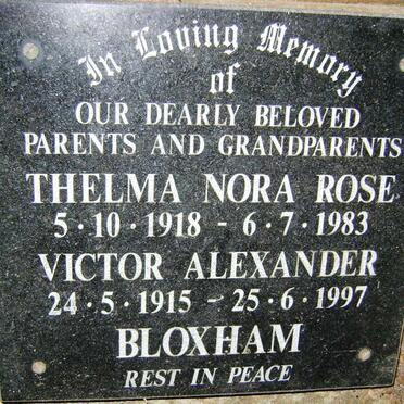 BLOXHAM Victor Alexander 1915-1997 &amp; Thelma Nora Rose 1918-1983