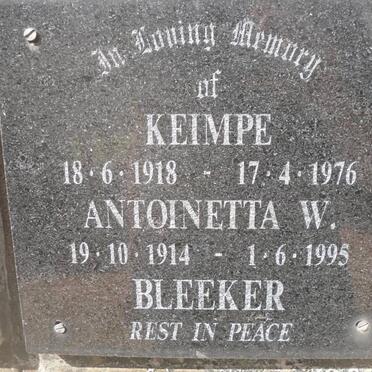 BLEEKER Keimpe 1918-1976 &amp; Antoinetta W. 1914-1995