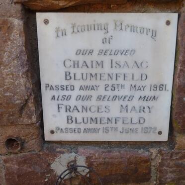BLUMENFELD Chaim Isaac -1961 &amp; Frances Mary -1972