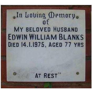 BLANKS Edwin William  -1975