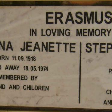 ERASMUS Stephanus Petrus 1916-2003 &amp; Wilhemina Jeanette 1918-1974