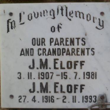 ELOFF J.M. 1907-1981 &amp; J.M. 1916-1993
