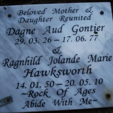 GONTIER Dagne Aud 1926-1977 :: HAWKSWORTH Ragnhild Jolande Marie 1950-2010