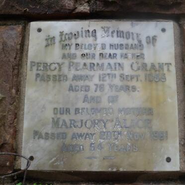 GRANT Percy Pearmain -1955 &amp; Marjory Alice -1961