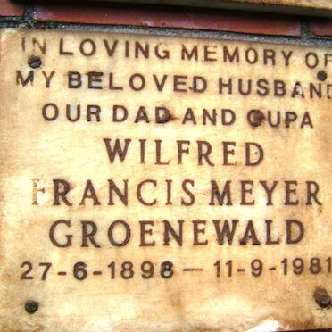 GROENEWALD Wilfred Francis Meyer 1898-1981