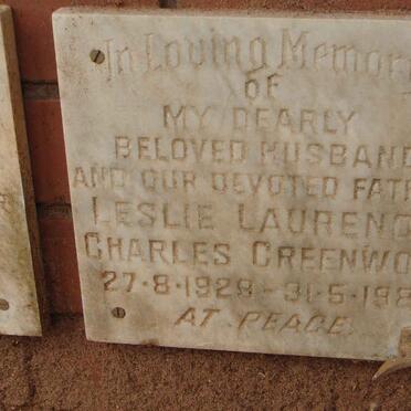 GREENWOOD Leslie Laurence Charles 1929-1980