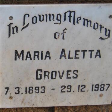 GROVES Maria Aletta 1893-1987