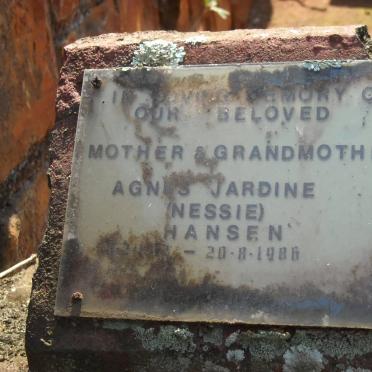 HANSEN Agnes Jardine ?-1986
