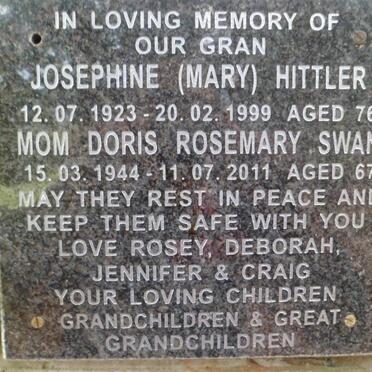 HITTLER Josephine 1923-1999 :: SWAN Doris Rosemary 1944-2011