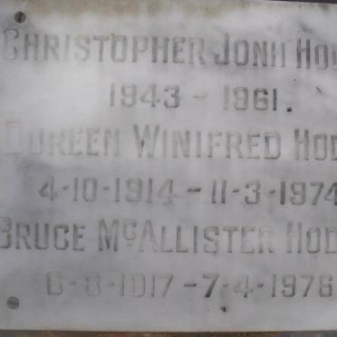 HODGE Christopher John 1943-1961 :: HODGE Doreen Winifred 1914-1974 :: HODGE Bruce McAllister 1917-1976