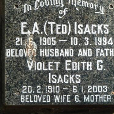 ISACKS E.A. 1905-1994 &amp; Violet Edith G. 1910-2003