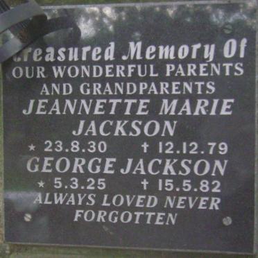 JACKSON George 1925-1982 &amp; Jeannette Marie 1930-1979
