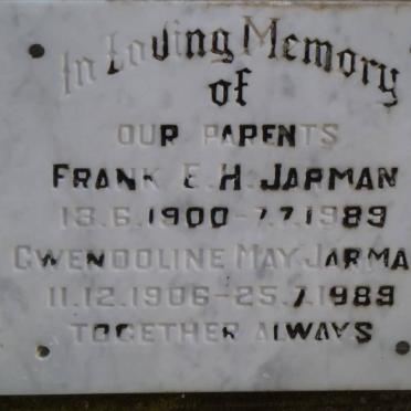 JARMAN Frank E.H. 1900-1989 &amp; Gwendoline May 1906-1989