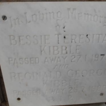 KIBBLE Reginald George -1980 &amp; Bessie Teresita -1978
