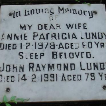 LUNDY John Raymond -1991 &amp; Annie Patricia -1978