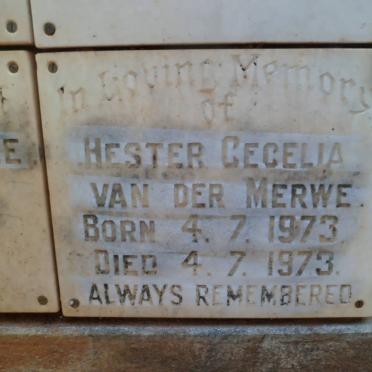 MERWE Hester Cecelia, van der 1973-1973